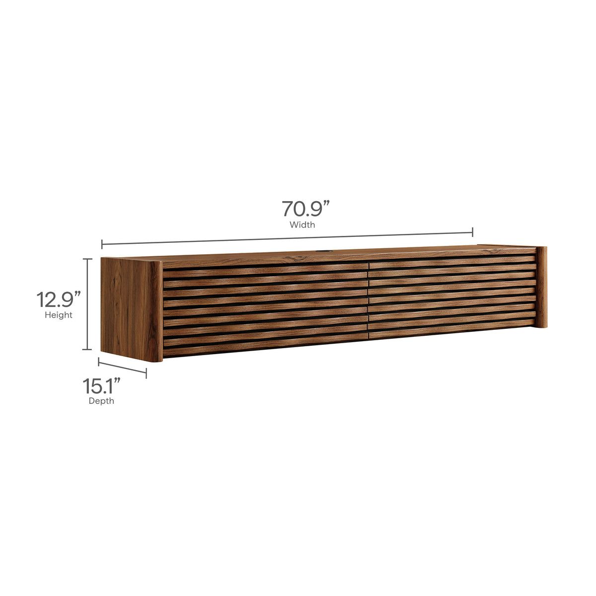 Emric Wave 71" Wall-Mounted TV Cabinet - Walnut