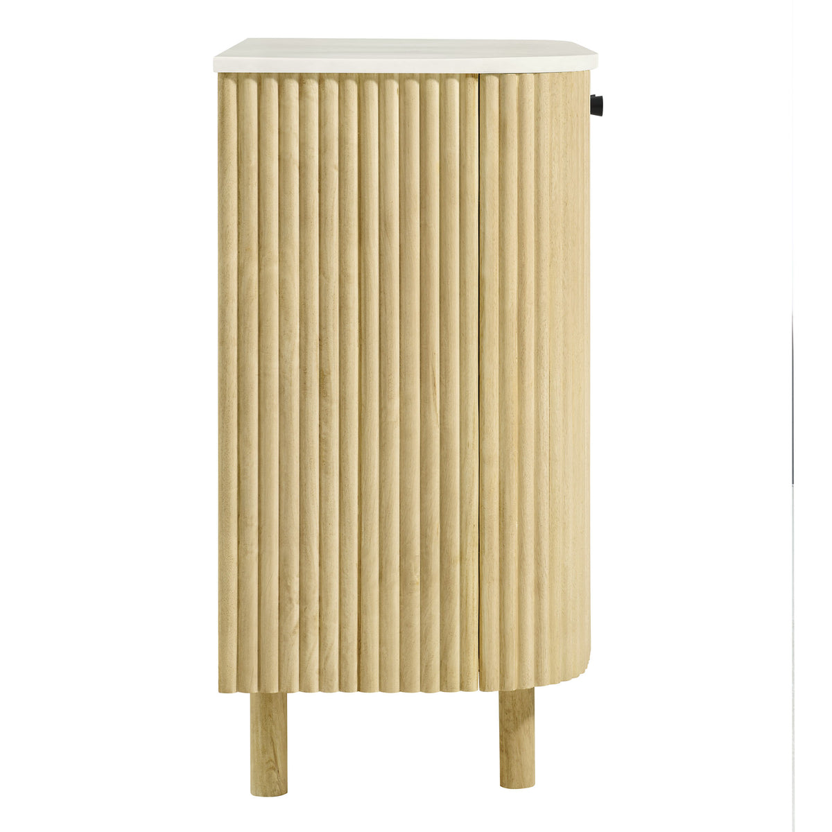 Caldera 33" Curved Solid Wood and Marble Accent Storage Cabinet - Natural