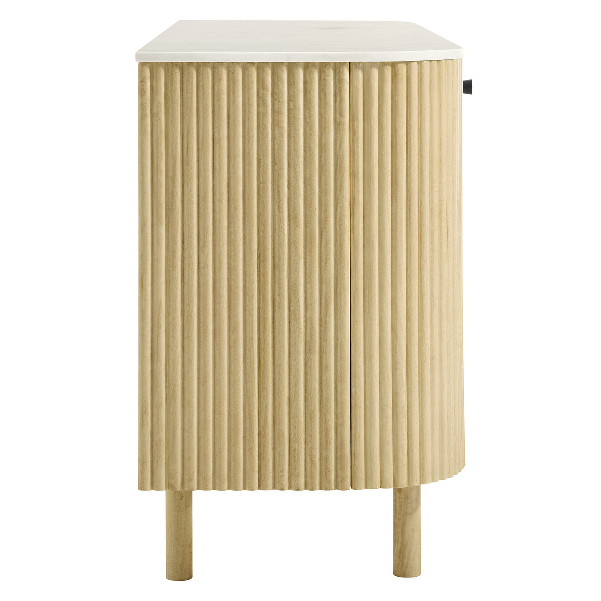 Caldera 60" Curved Solid Wood and Marble Sideboard Storage Cabinet - Natural