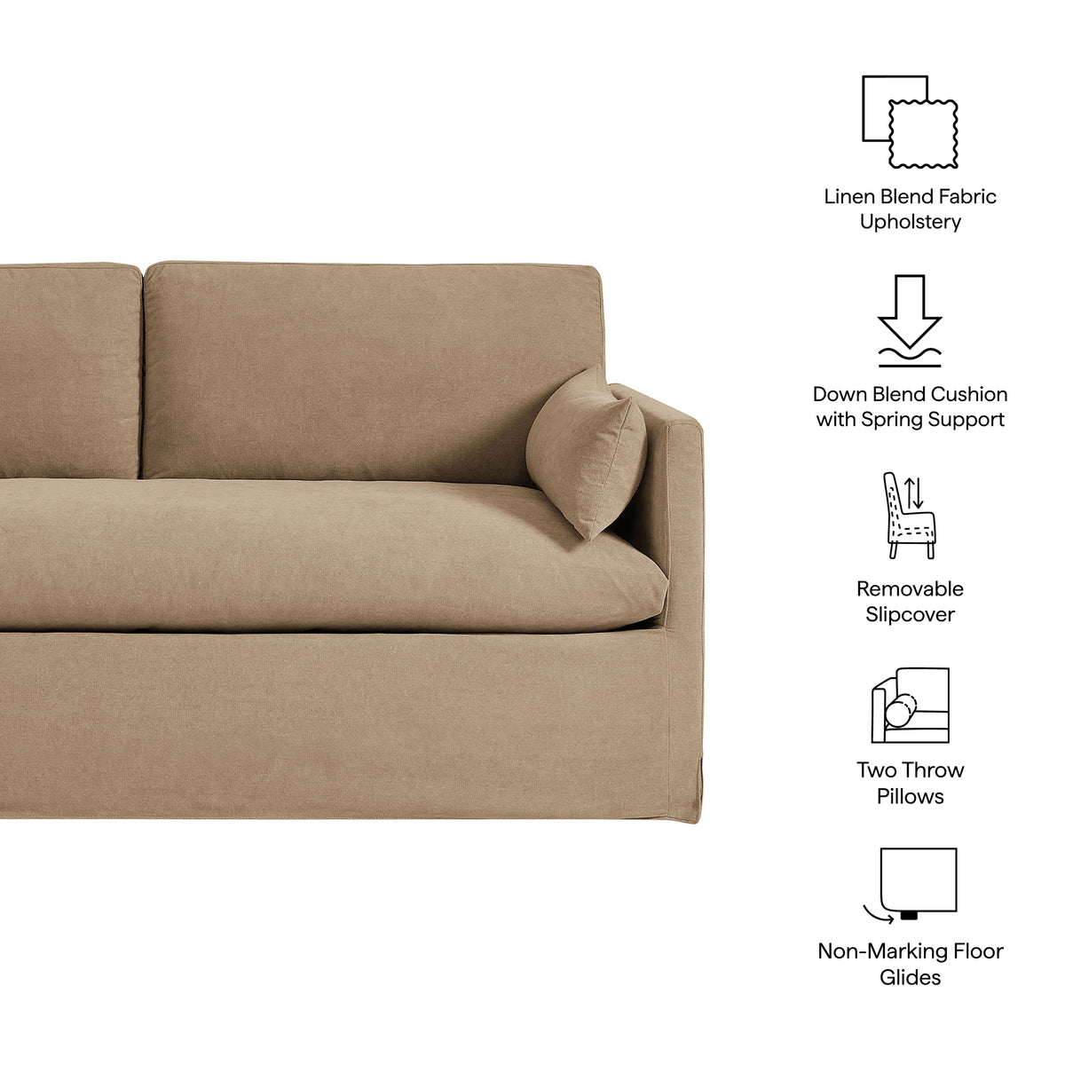 Wellfleet Slipcovered Linen-Blend Loveseat - Almond