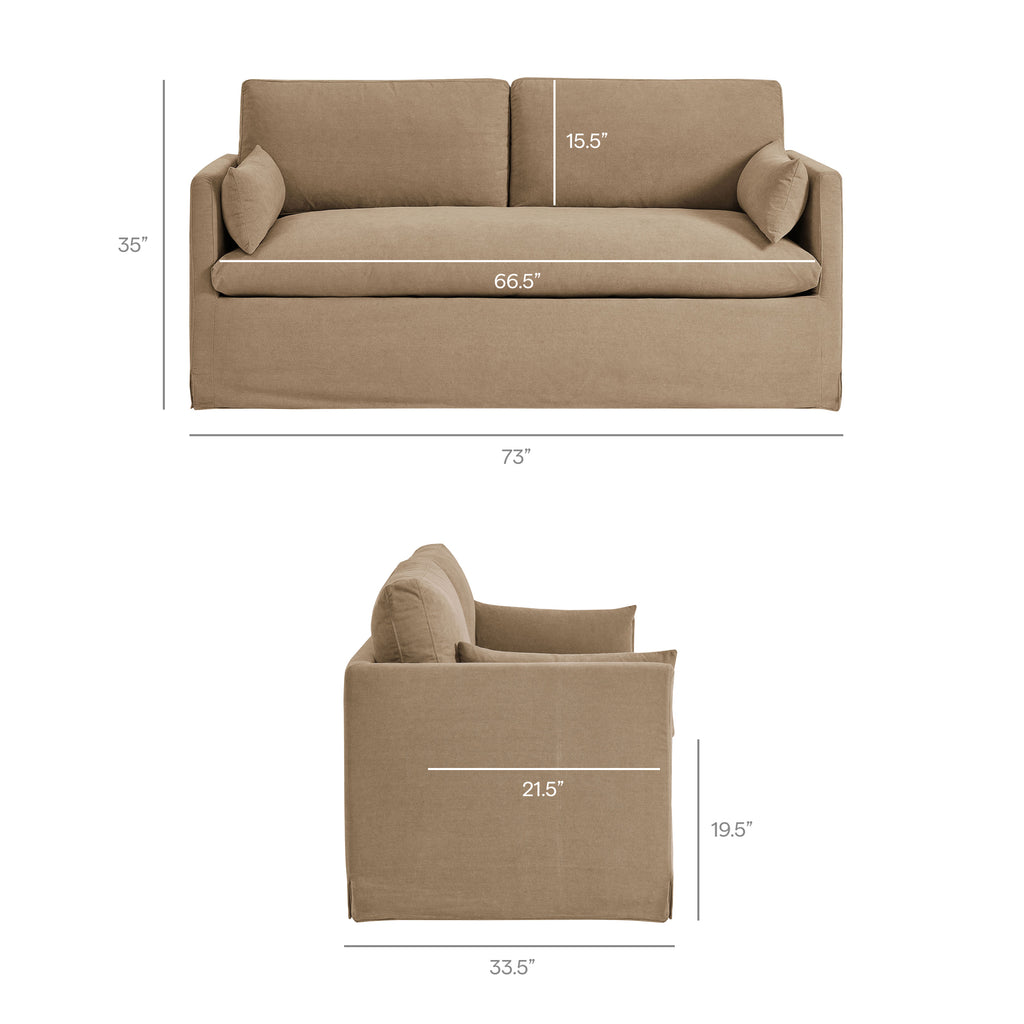 Wellfleet Slipcovered Linen-Blend Loveseat - Almond