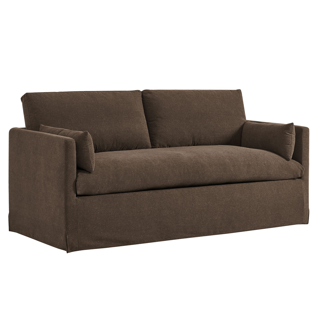 Wellfleet Slipcovered Linen-Blend Loveseat - Cocoa