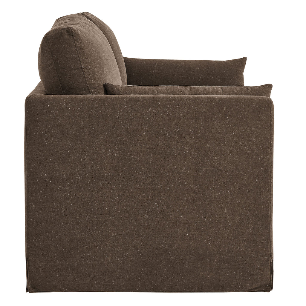 Wellfleet Slipcovered Linen-Blend Loveseat - Cocoa