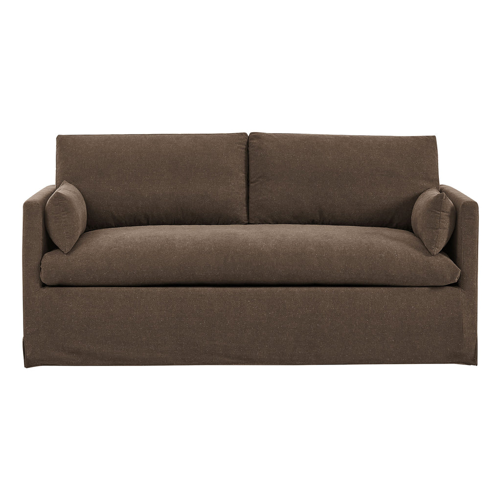 Wellfleet Slipcovered Linen-Blend Loveseat - Cocoa