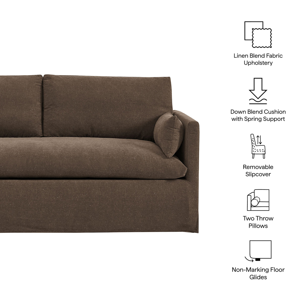 Wellfleet Slipcovered Linen-Blend Loveseat - Cocoa