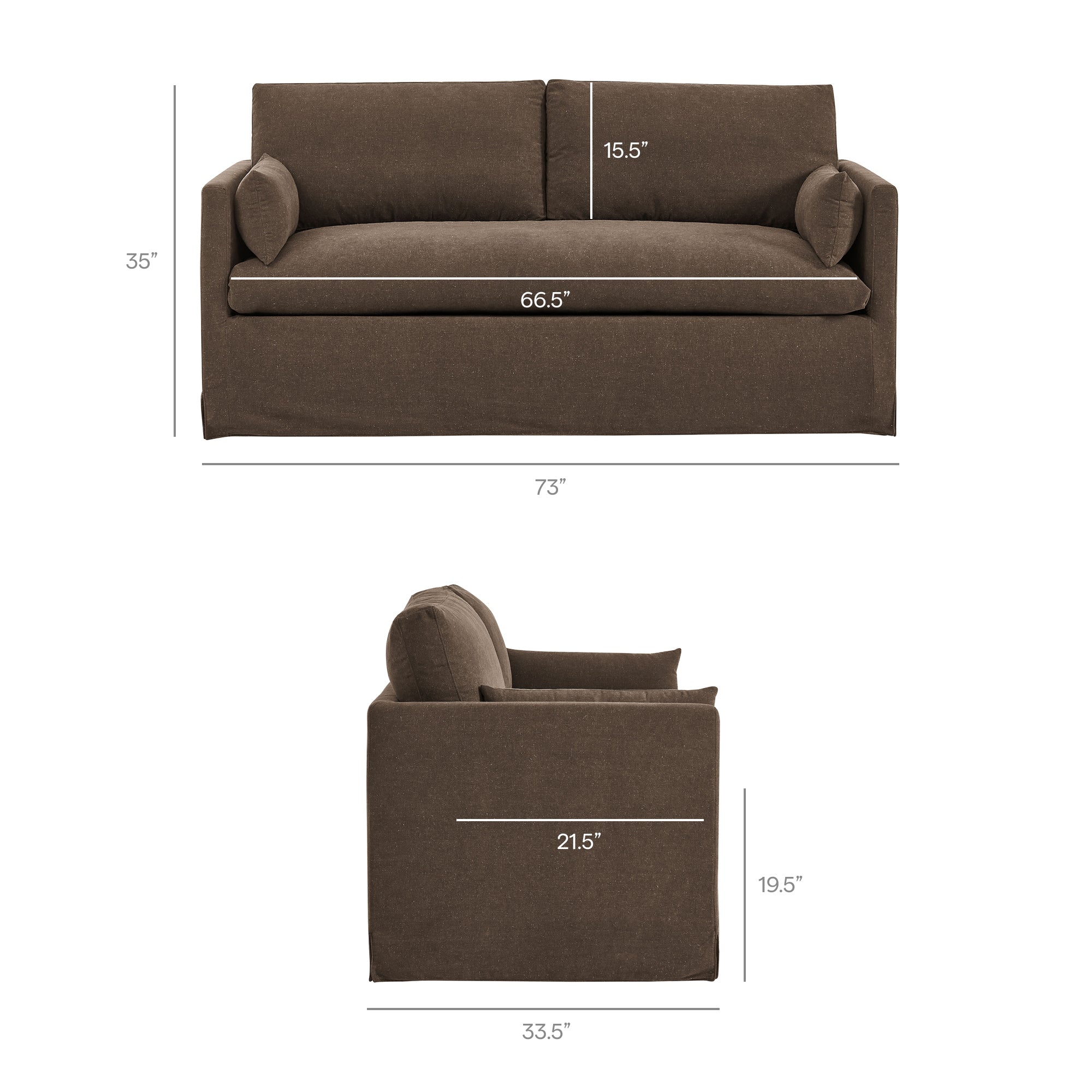 Wellfleet Slipcovered Linen-Blend Loveseat - Cocoa