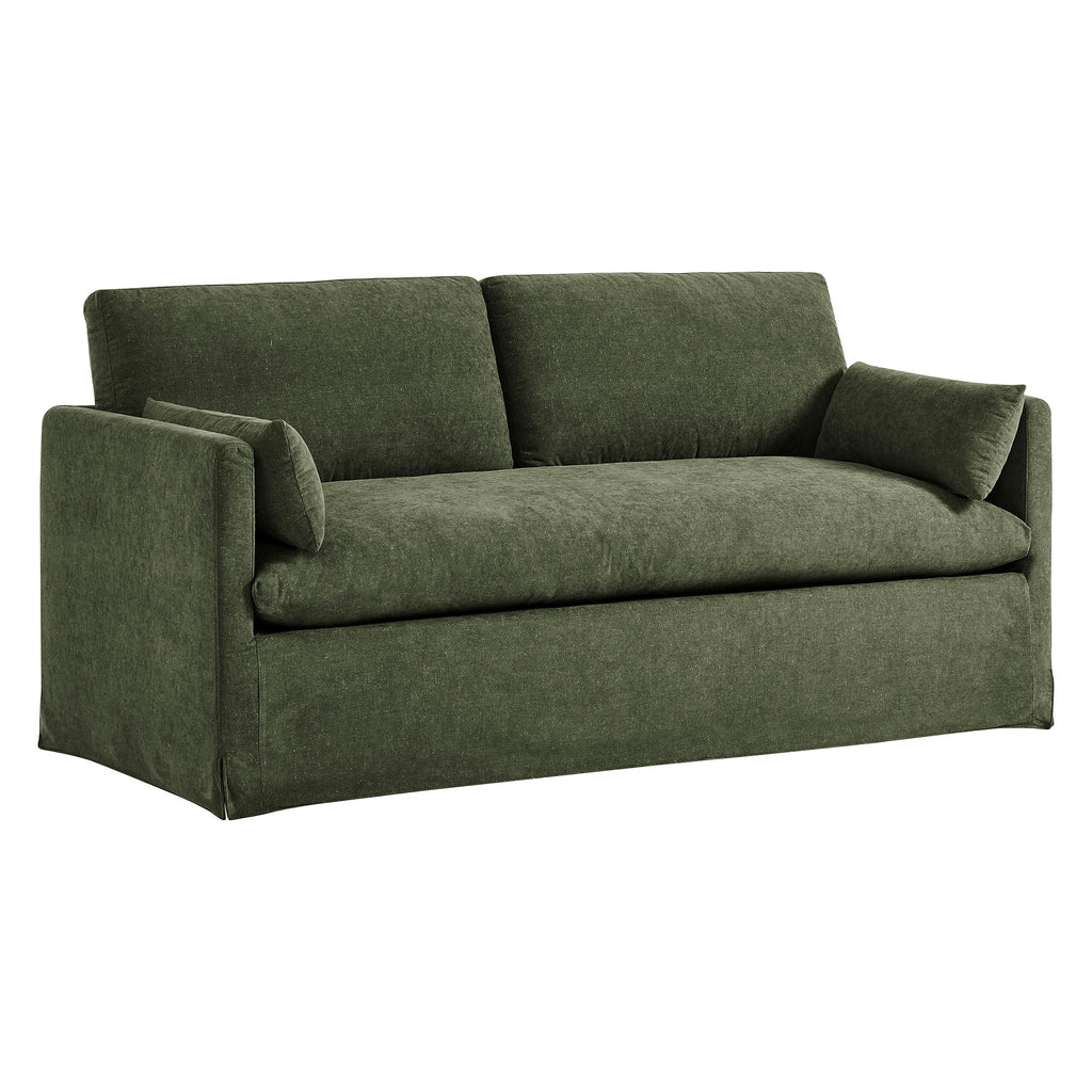 Wellfleet Slipcovered Linen-Blend Loveseat - Sage