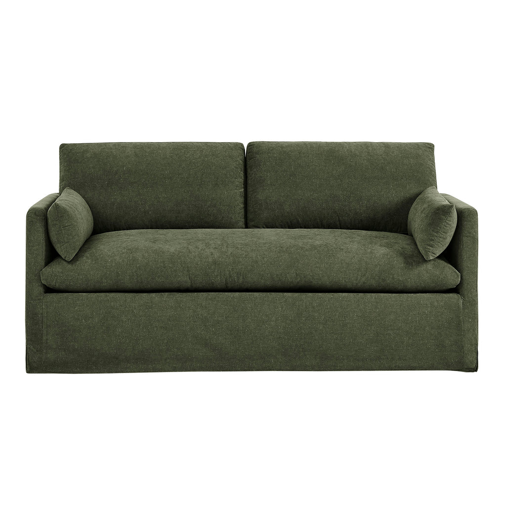 Wellfleet Slipcovered Linen-Blend Loveseat - Sage