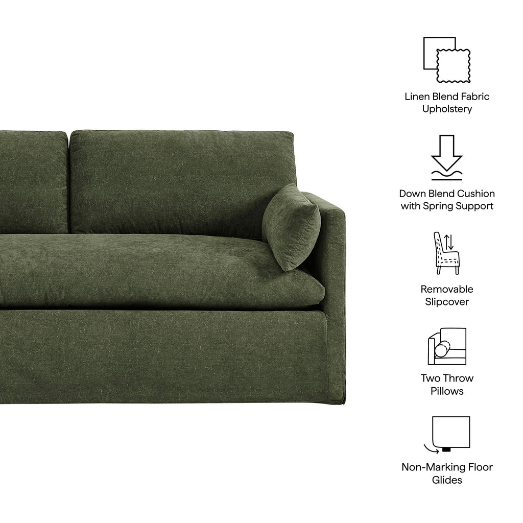 Wellfleet Slipcovered Linen-Blend Loveseat - Sage