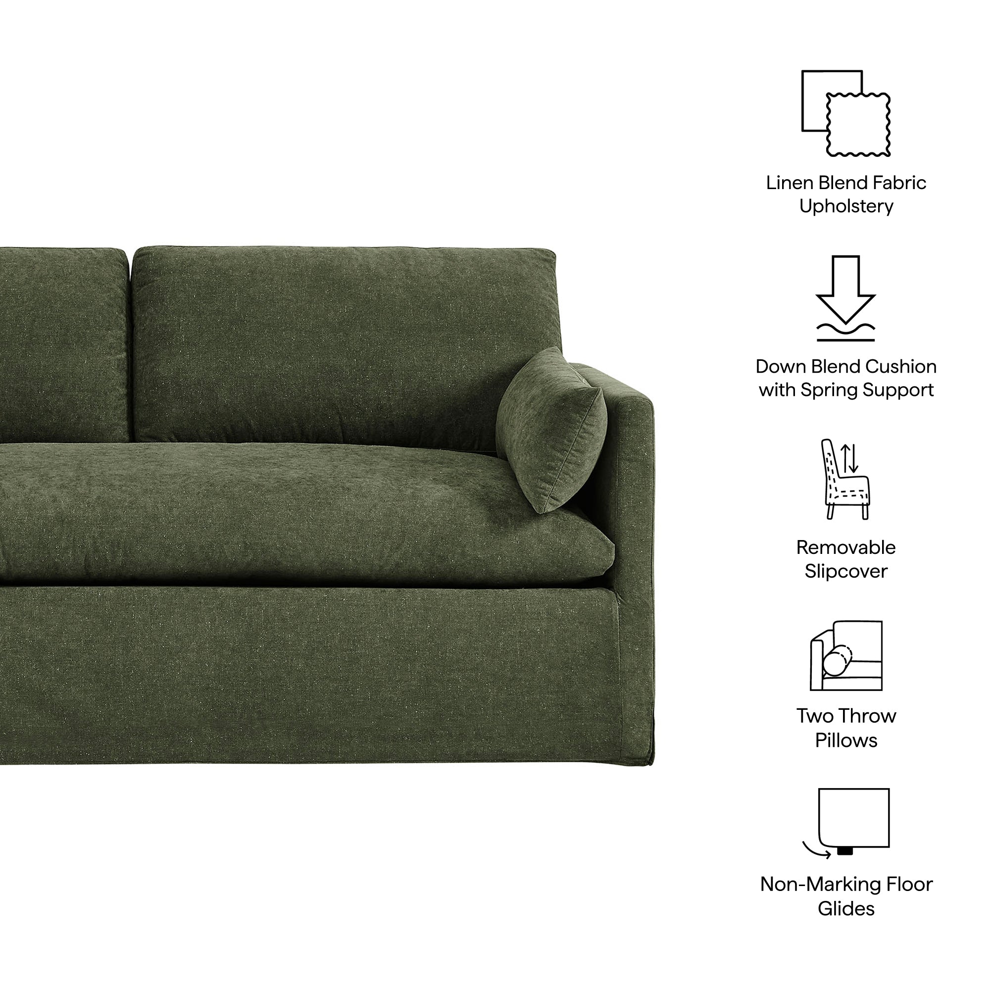 Wellfleet Slipcovered Linen-Blend Loveseat - Sage