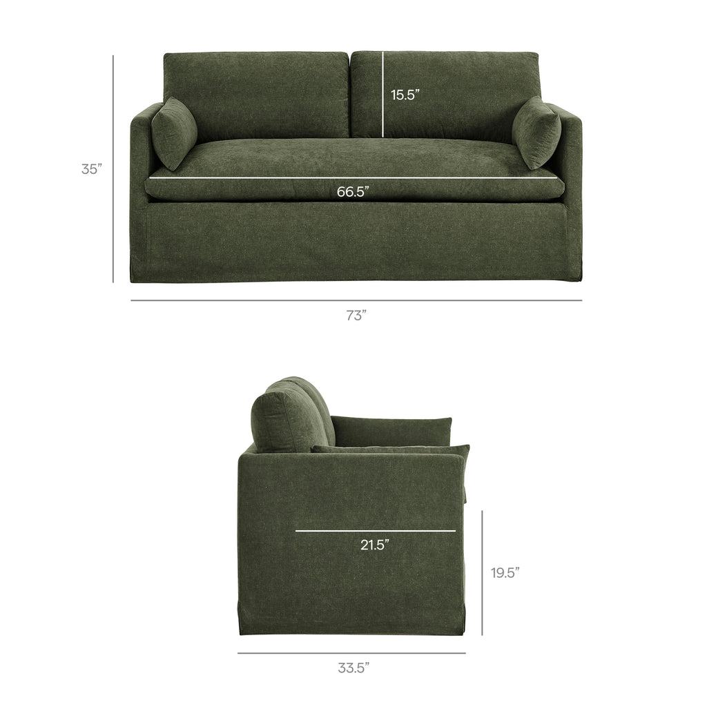 Wellfleet Slipcovered Linen-Blend Loveseat - Sage