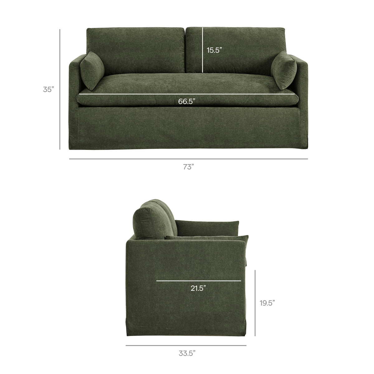 Wellfleet Slipcovered Linen-Blend Loveseat - Sage