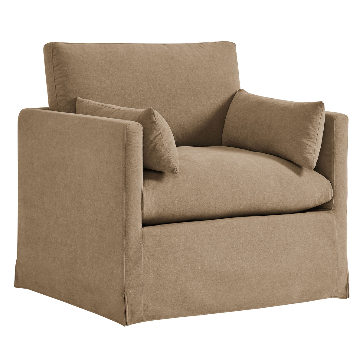 Wellfleet Slipcovered Linen-Blend Armchair - Almond