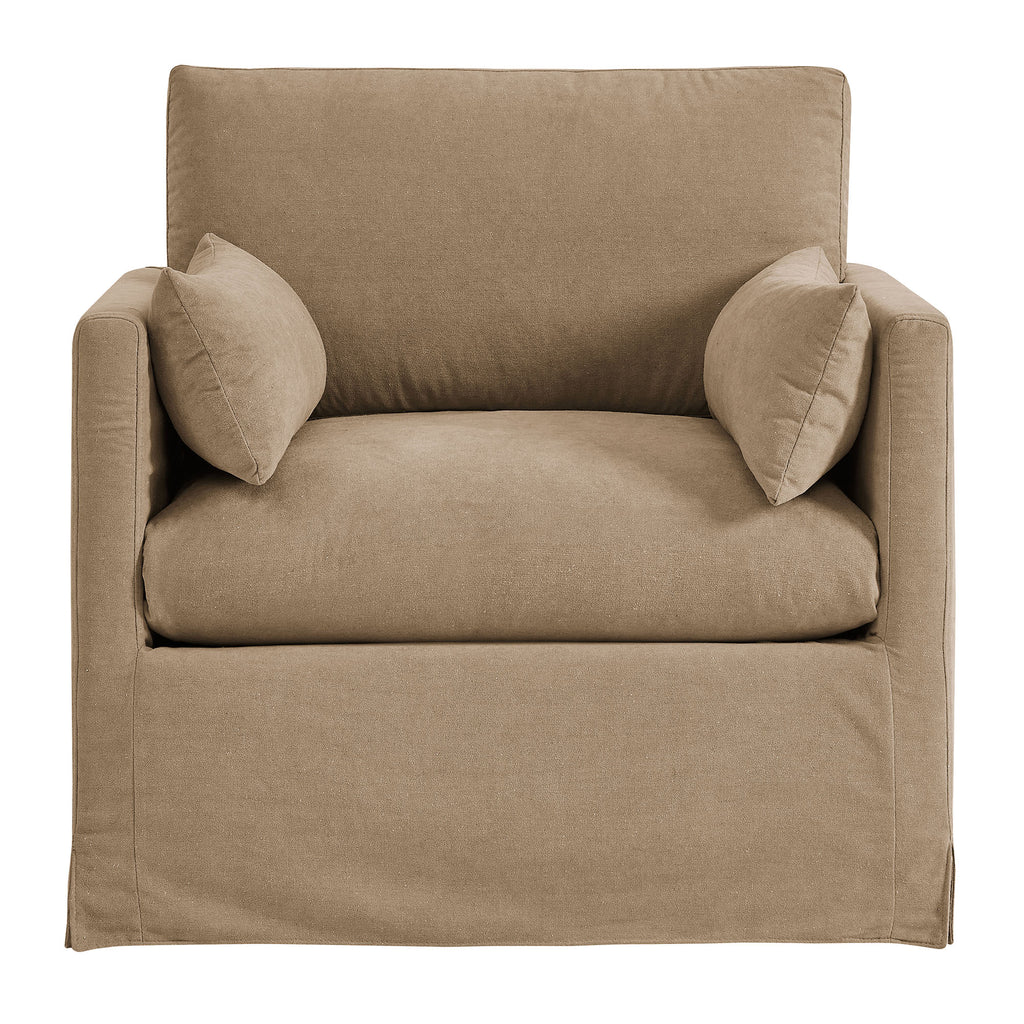 Wellfleet Slipcovered Linen-Blend Armchair - Almond