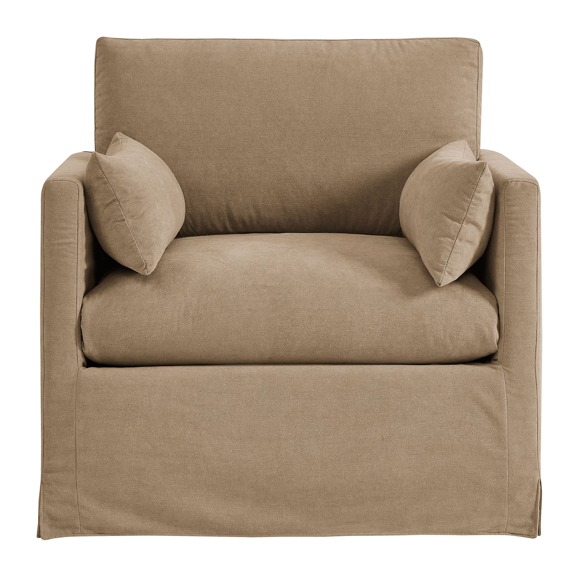 Wellfleet Slipcovered Linen-Blend Armchair - Almond