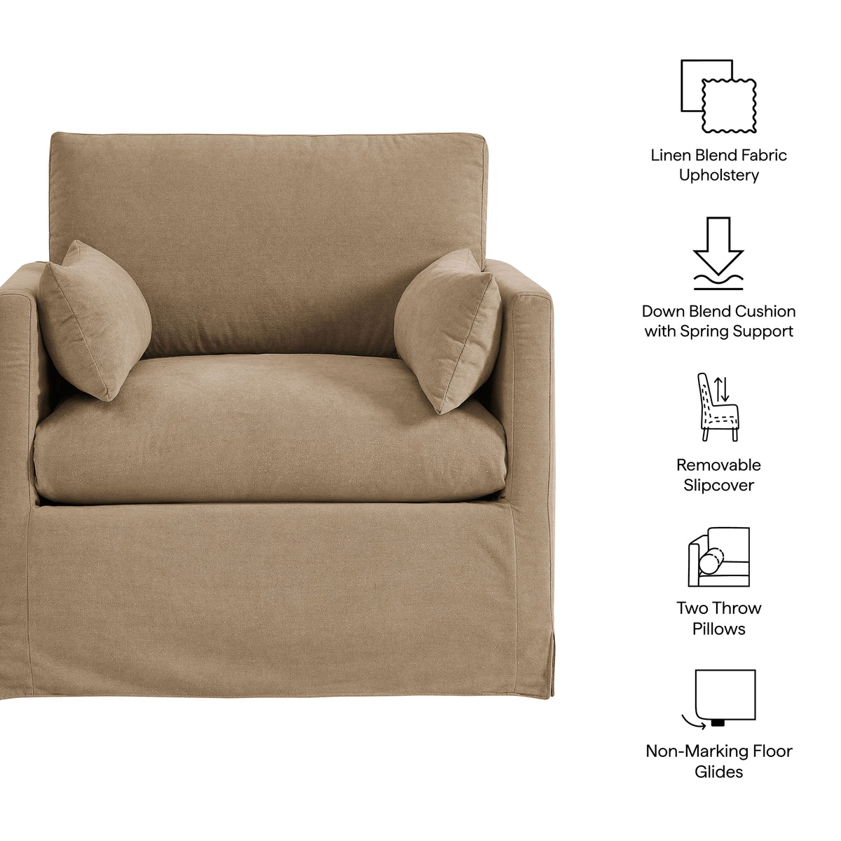 Wellfleet Slipcovered Linen-Blend Armchair - Almond