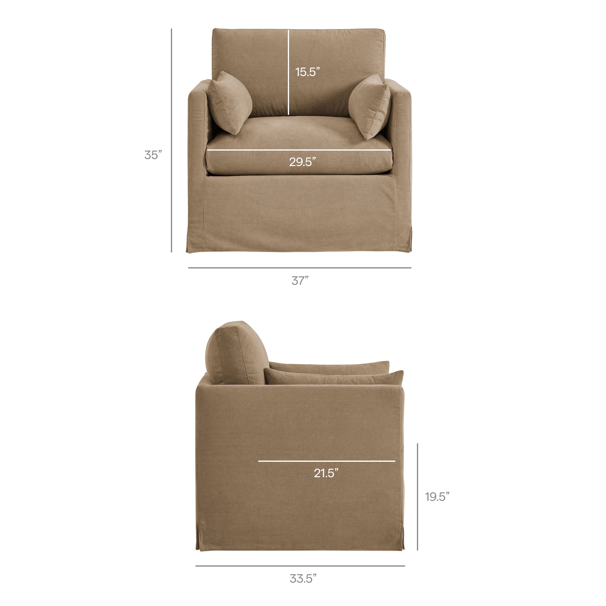 Wellfleet Slipcovered Linen-Blend Armchair - Almond