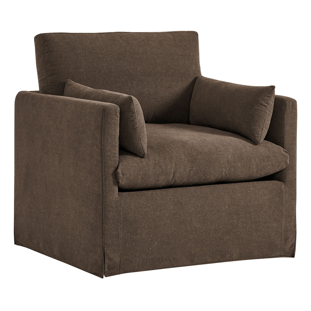 Wellfleet Slipcovered Linen-Blend Armchair - Cocoa