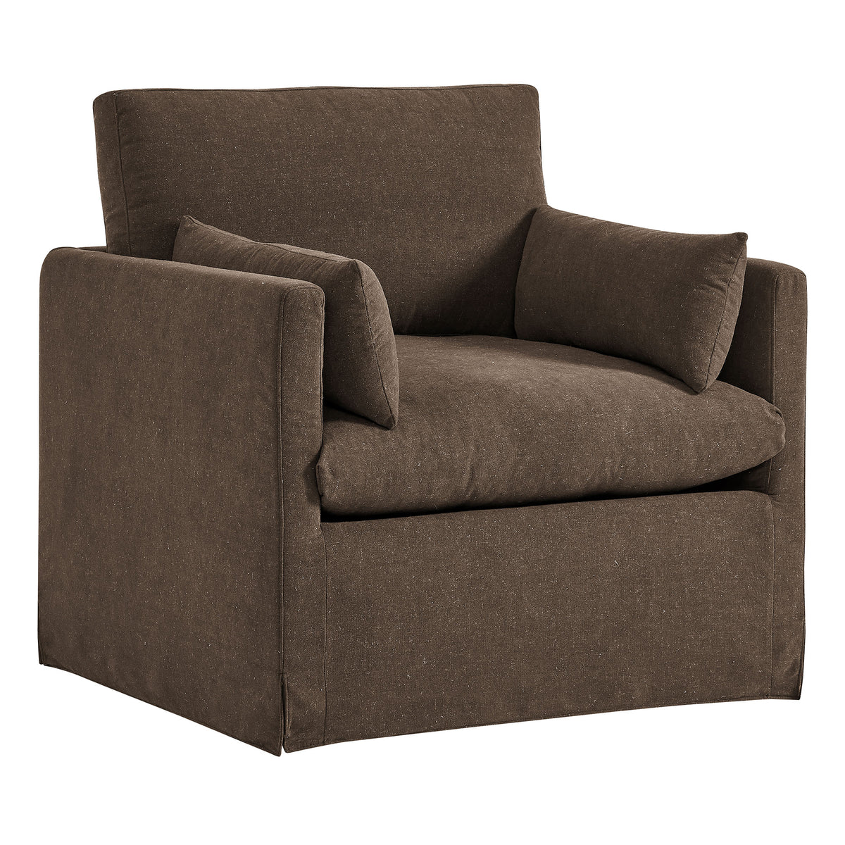 Wellfleet Slipcovered Linen-Blend Armchair - Cocoa