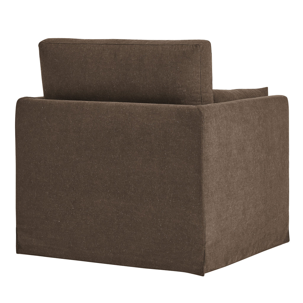 Wellfleet Slipcovered Linen-Blend Armchair - Cocoa