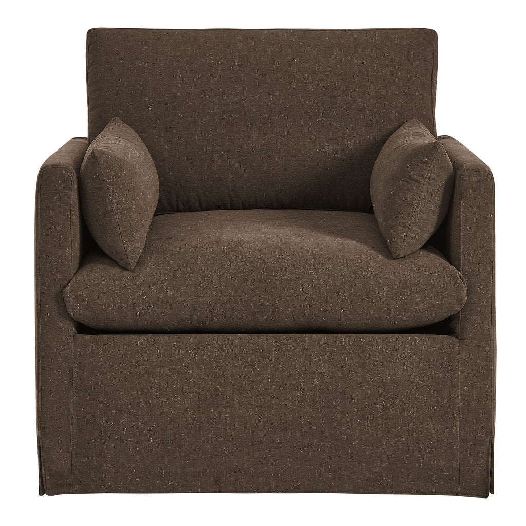 Wellfleet Slipcovered Linen-Blend Armchair - Cocoa