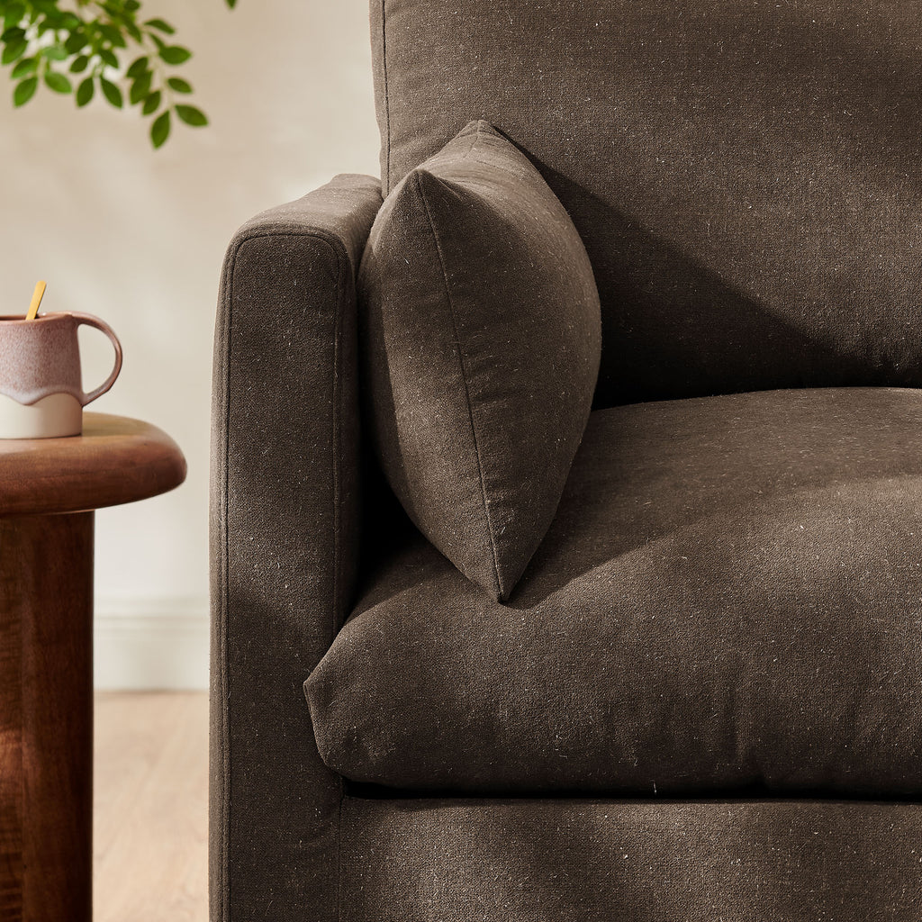 Wellfleet Slipcovered Linen-Blend Armchair - Cocoa