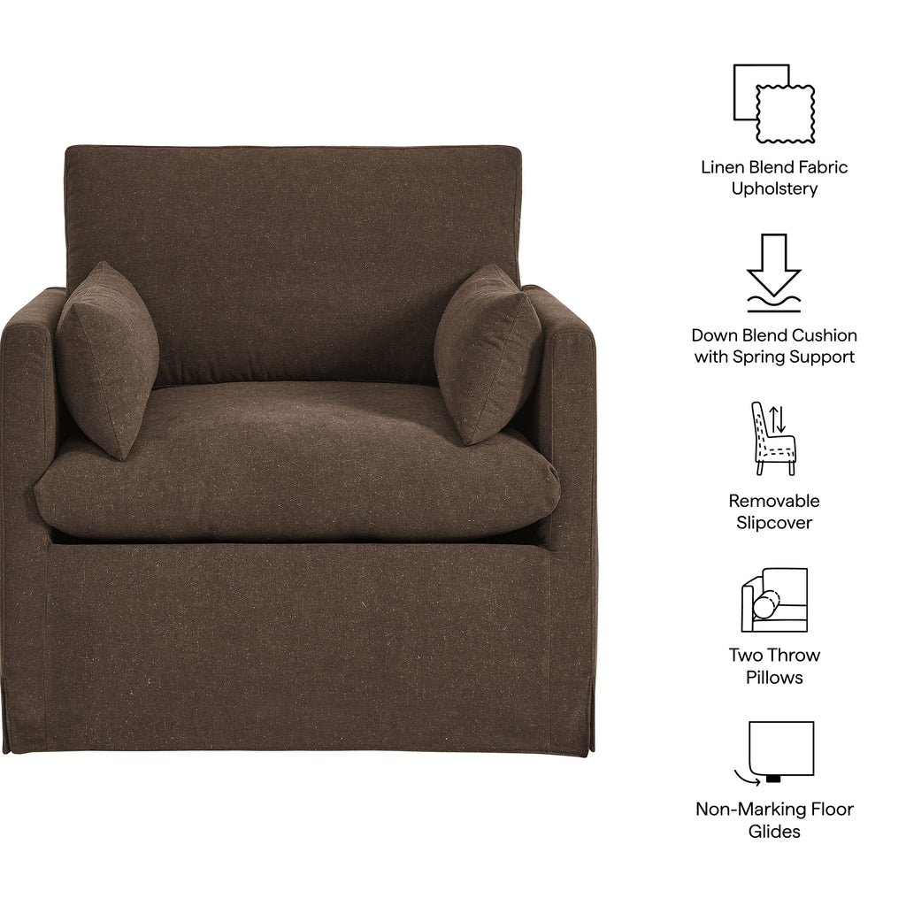 Wellfleet Slipcovered Linen-Blend Armchair - Cocoa