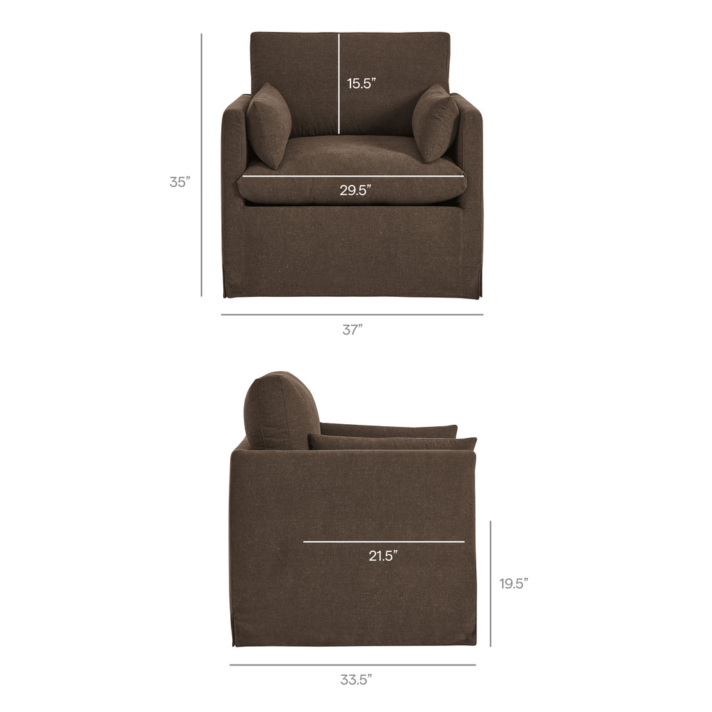 Wellfleet Slipcovered Linen-Blend Armchair - Cocoa