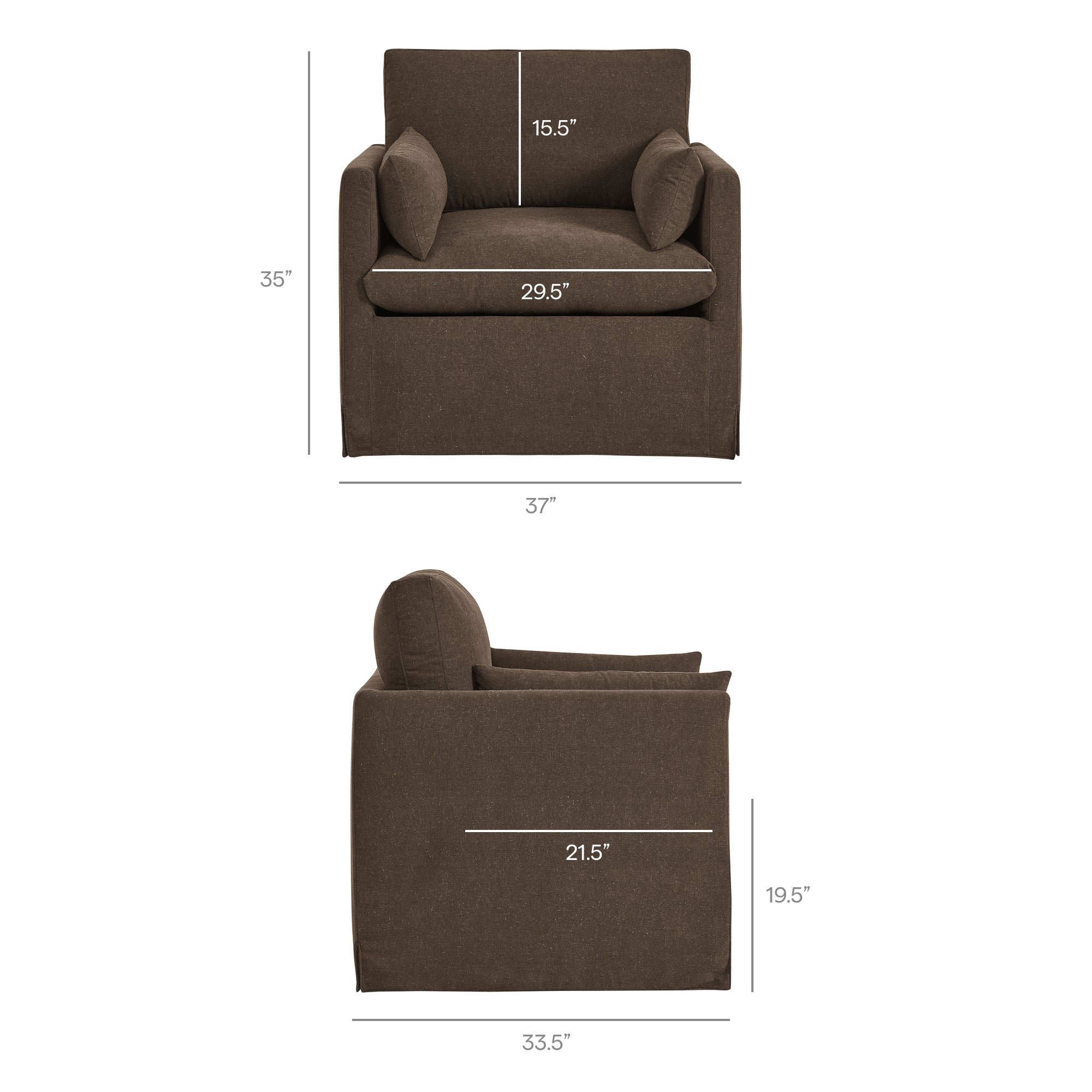 Wellfleet Slipcovered Linen-Blend Armchair - Cocoa