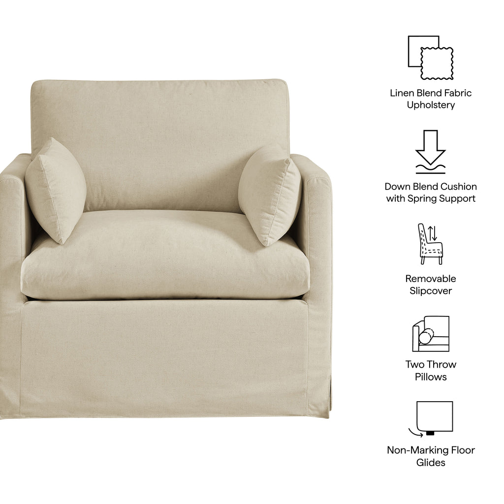 Wellfleet Slipcovered Linen-Blend Armchair