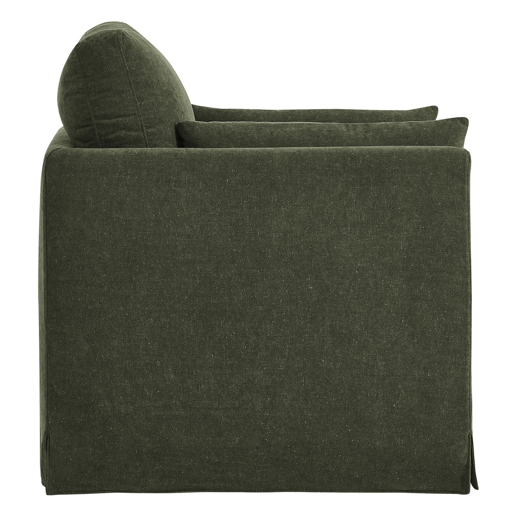 Wellfleet Slipcovered Linen-Blend Armchair - Sage