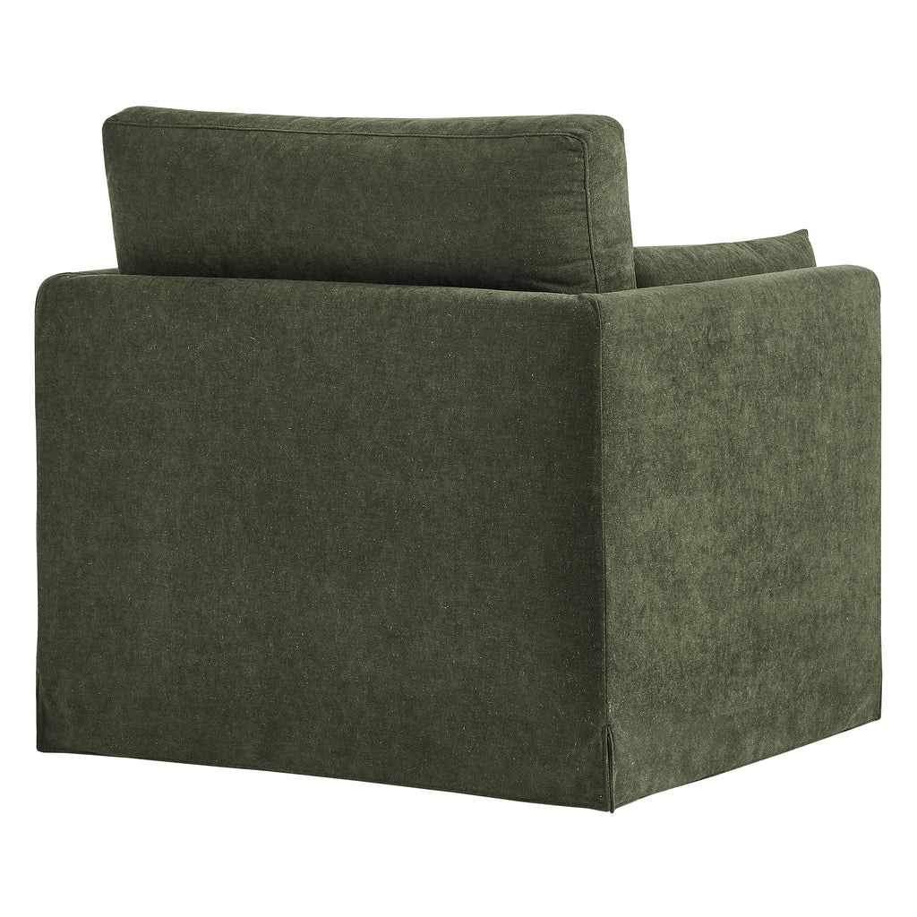 Wellfleet Slipcovered Linen-Blend Armchair - Sage