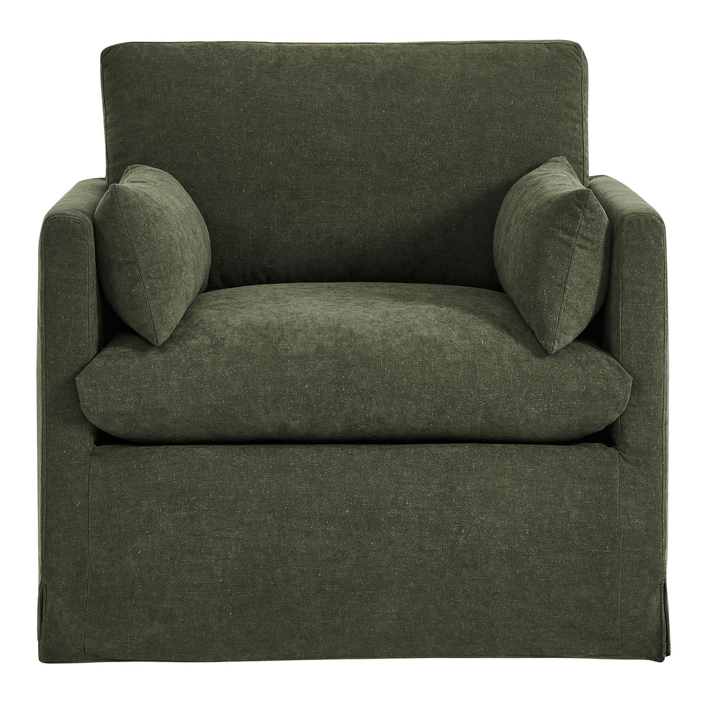 Wellfleet Slipcovered Linen-Blend Armchair - Sage