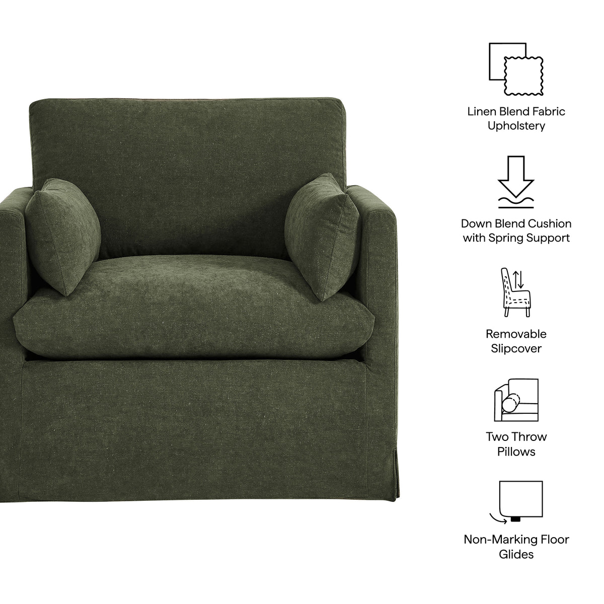 Wellfleet Slipcovered Linen-Blend Armchair - Sage