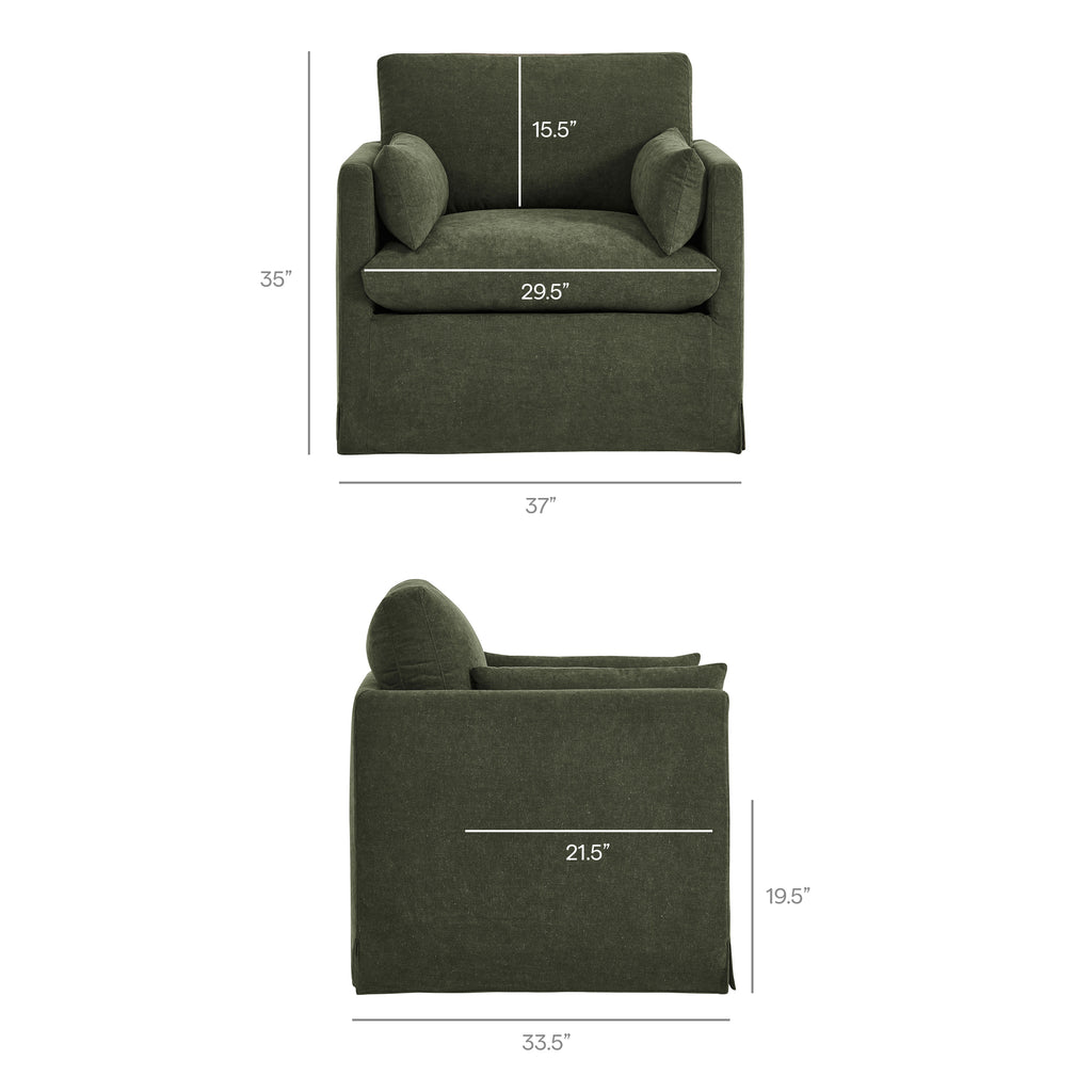 Wellfleet Slipcovered Linen-Blend Armchair - Sage