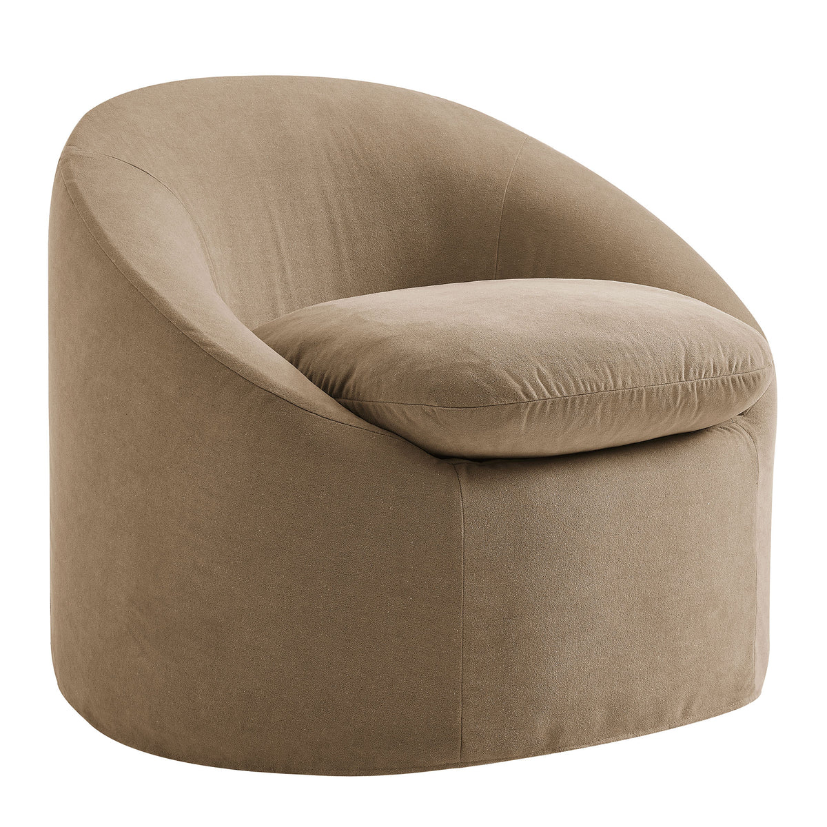 Sadie Slipcovered Linen-Blend Round Accent Chair - Almond