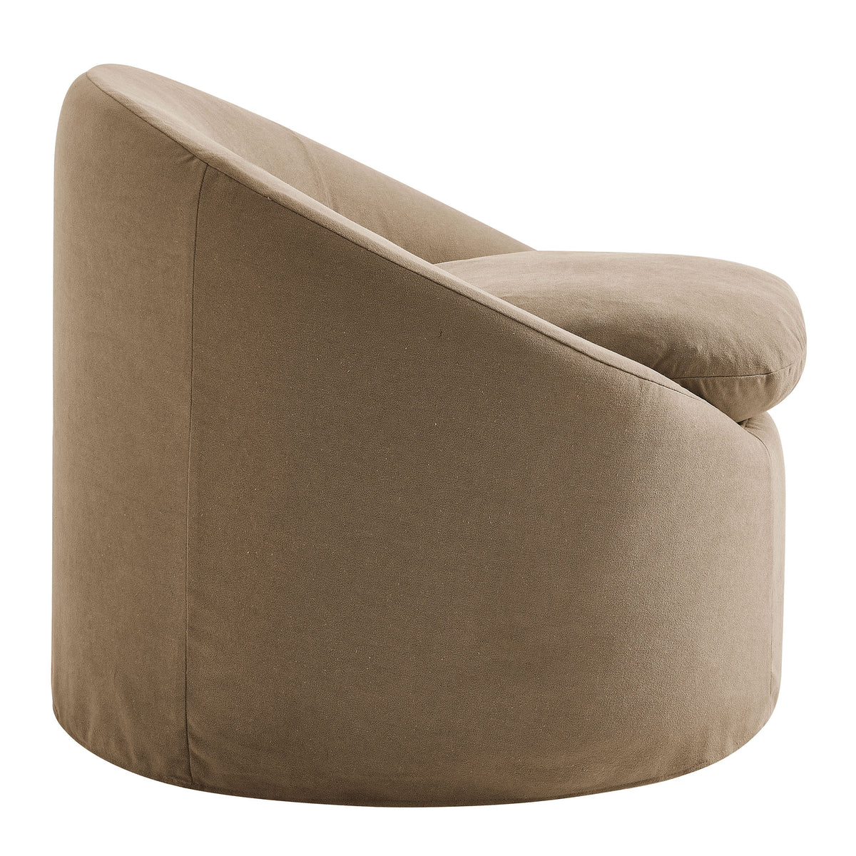 Sadie Slipcovered Linen-Blend Round Accent Chair - Almond