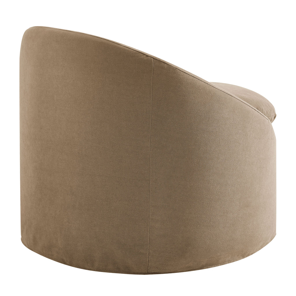 Sadie Slipcovered Linen-Blend Round Accent Chair - Almond