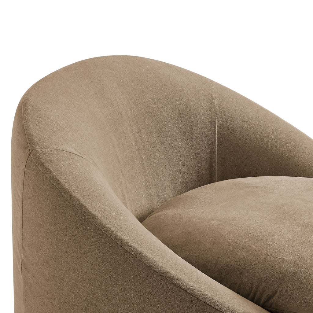 Sadie Slipcovered Linen-Blend Round Accent Chair - Almond