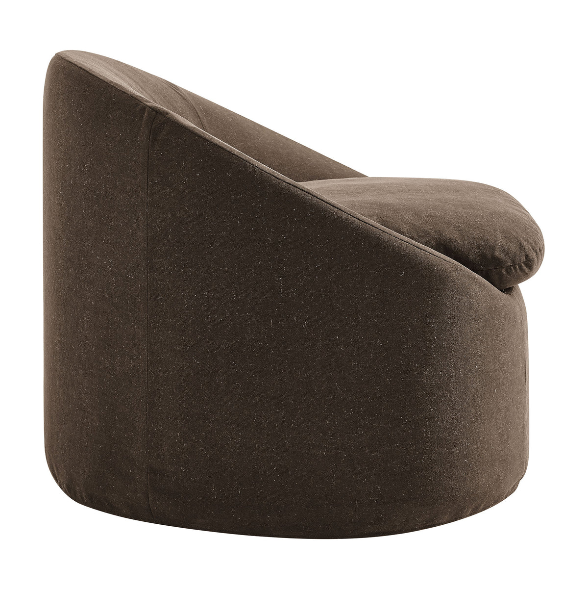 Sadie Slipcovered Linen-Blend Round Accent Chair - Cocoa