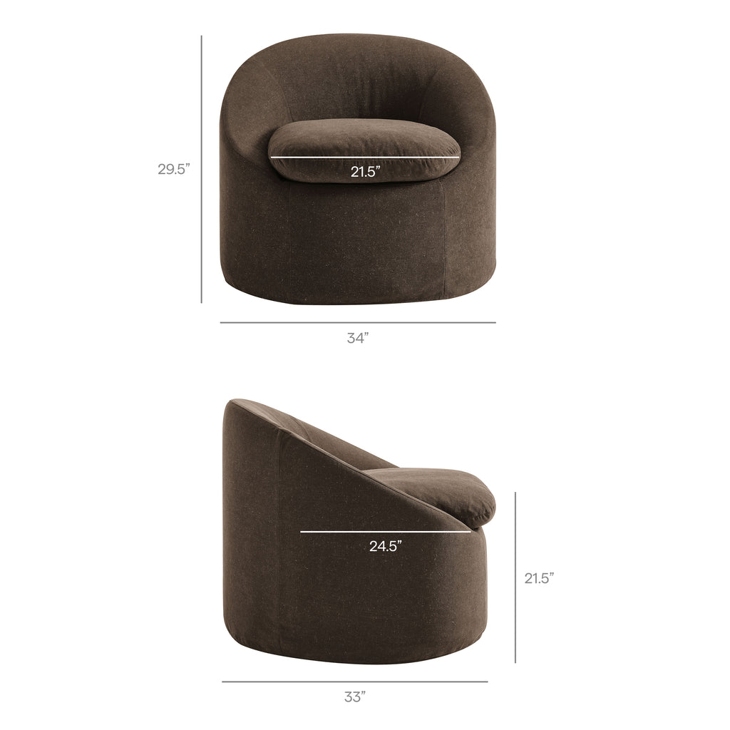 Sadie Slipcovered Linen-Blend Round Accent Chair - Cocoa