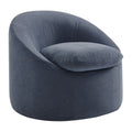 Sadie Slipcovered Linen-Blend Round Accent Chair - Denim