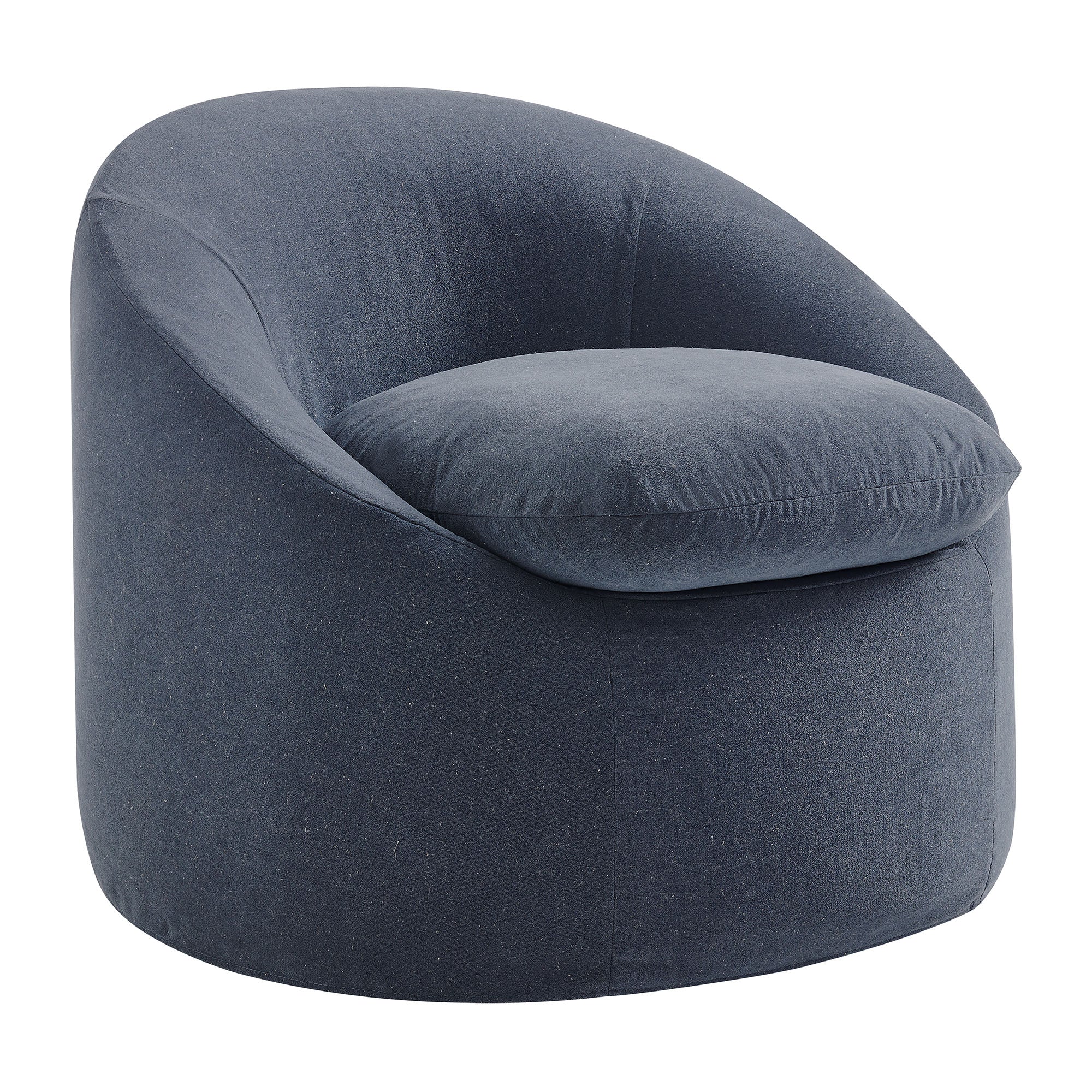 Sadie Slipcovered Linen-Blend Round Accent Chair - Denim