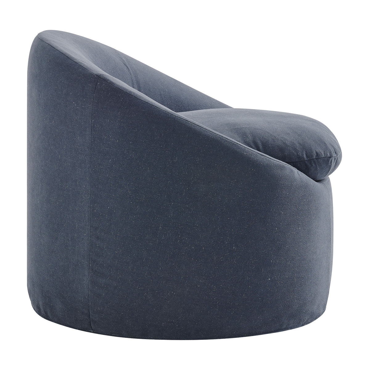 Sadie Slipcovered Linen-Blend Round Accent Chair - Denim
