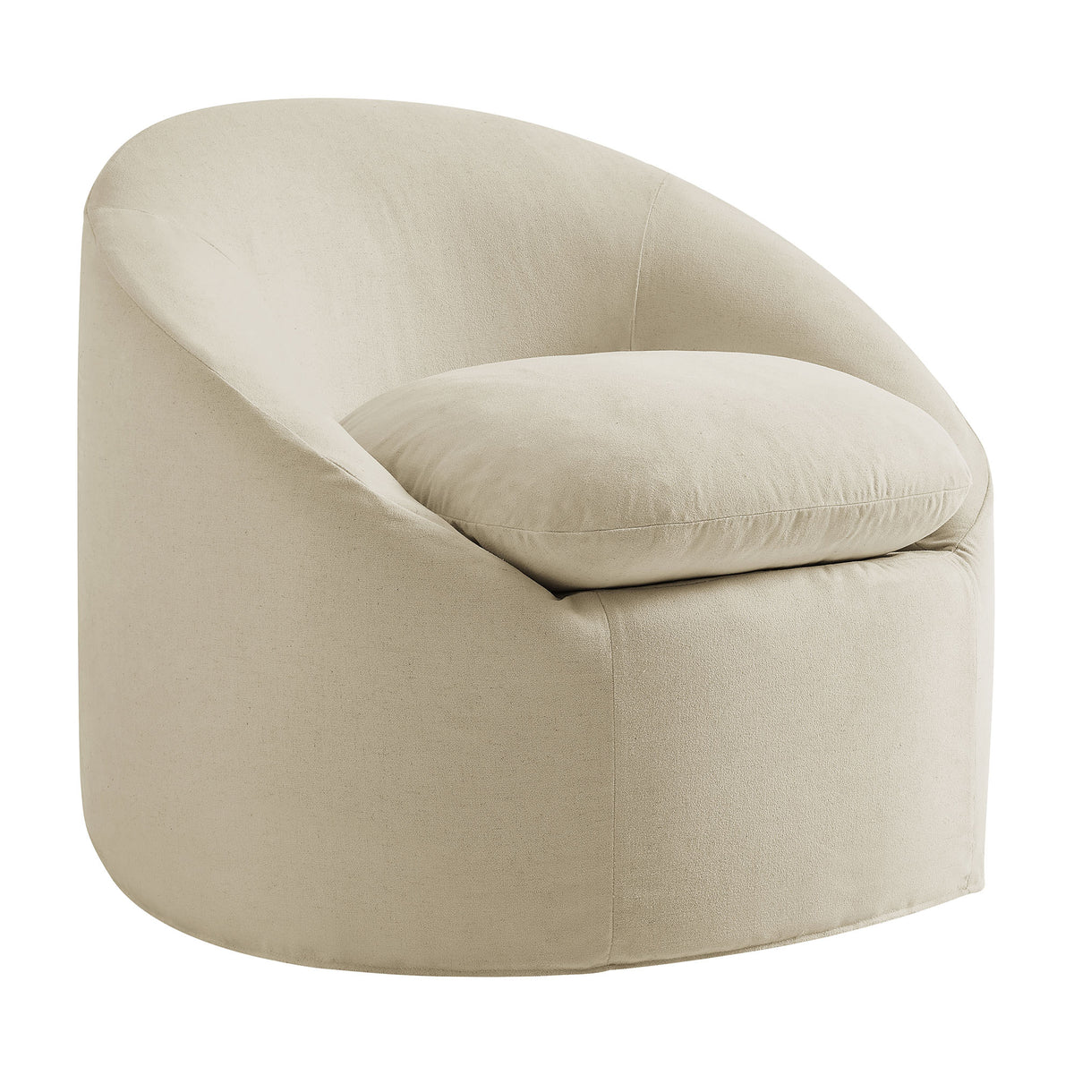 Sadie Slipcovered Linen-Blend Round Accent Chair