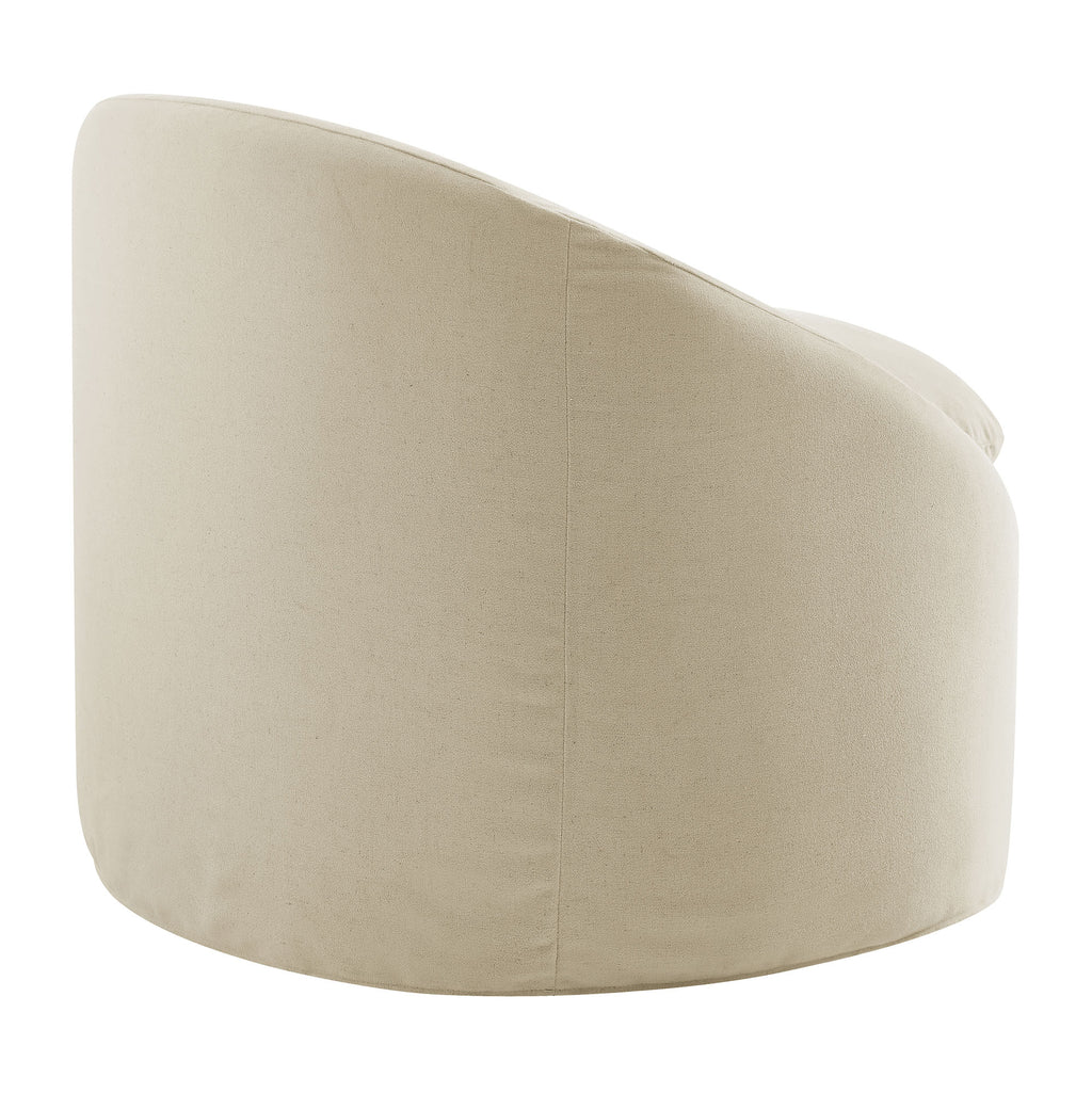 Sadie Slipcovered Linen-Blend Round Accent Chair