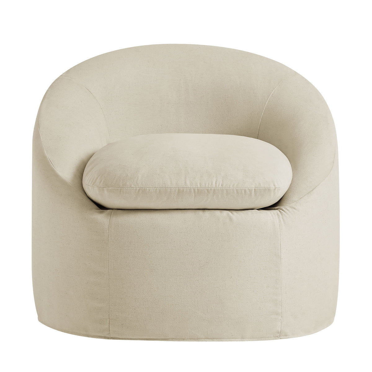 Sadie Slipcovered Linen-Blend Round Accent Chair