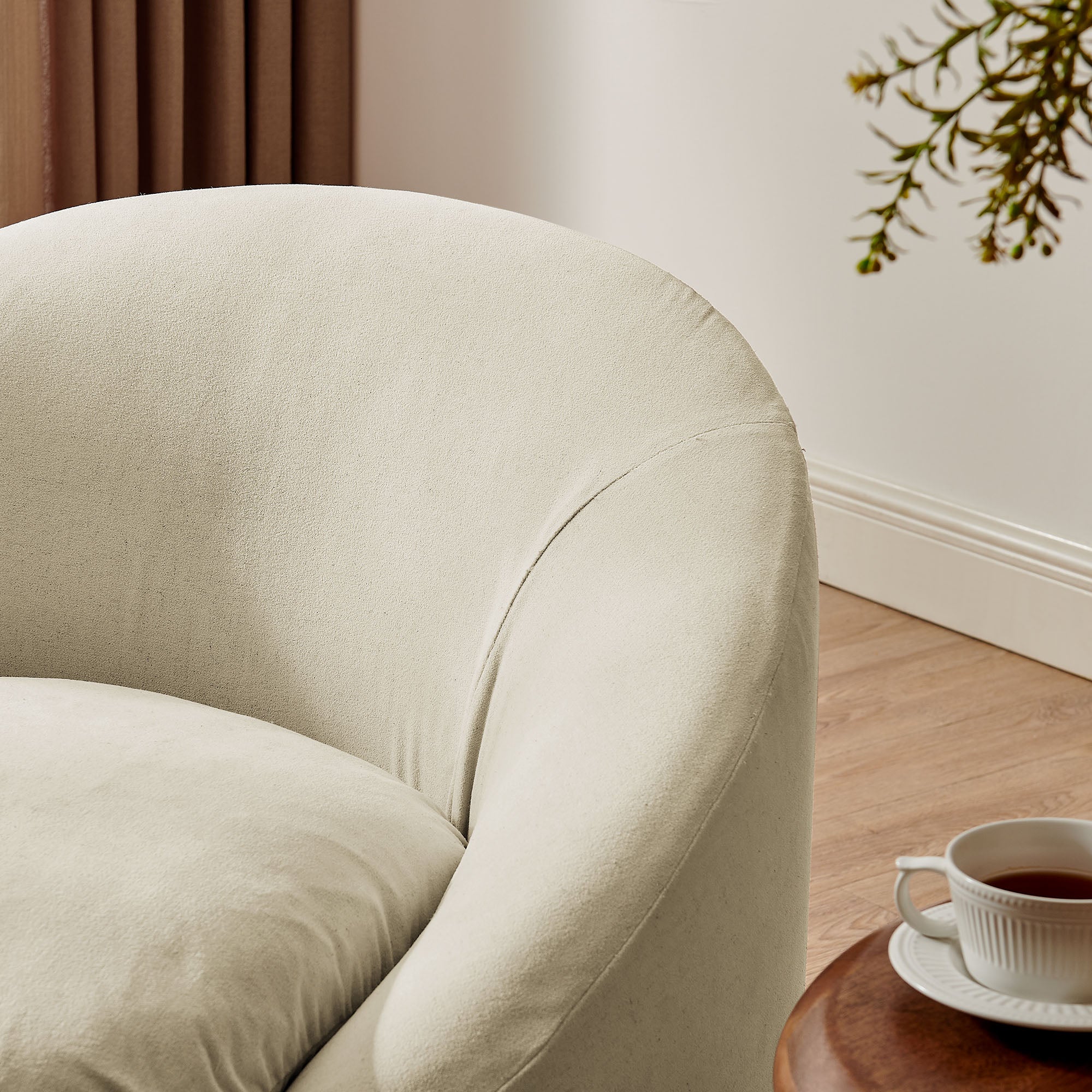Sadie Slipcovered Linen-Blend Round Accent Chair