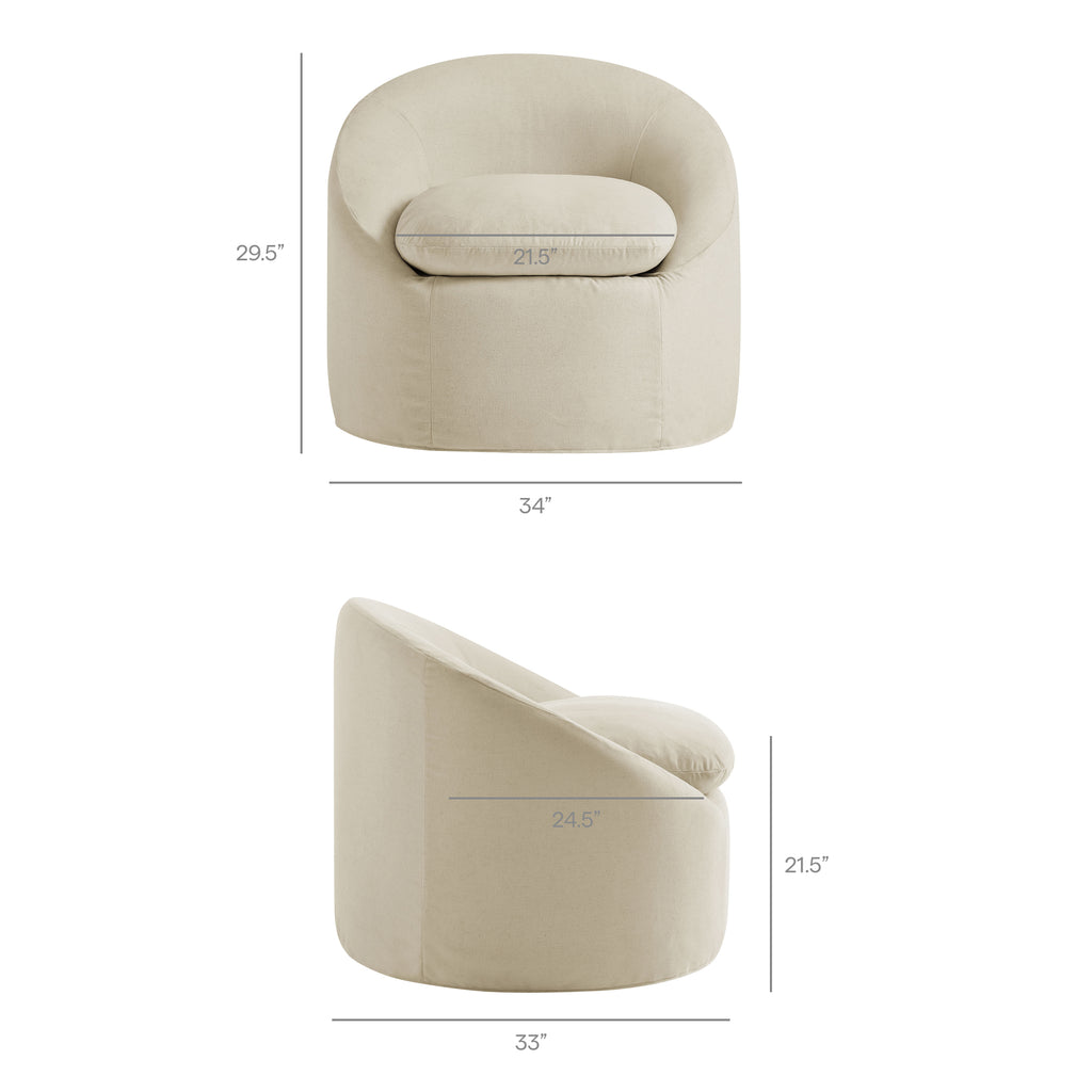 Sadie Slipcovered Linen-Blend Round Accent Chair