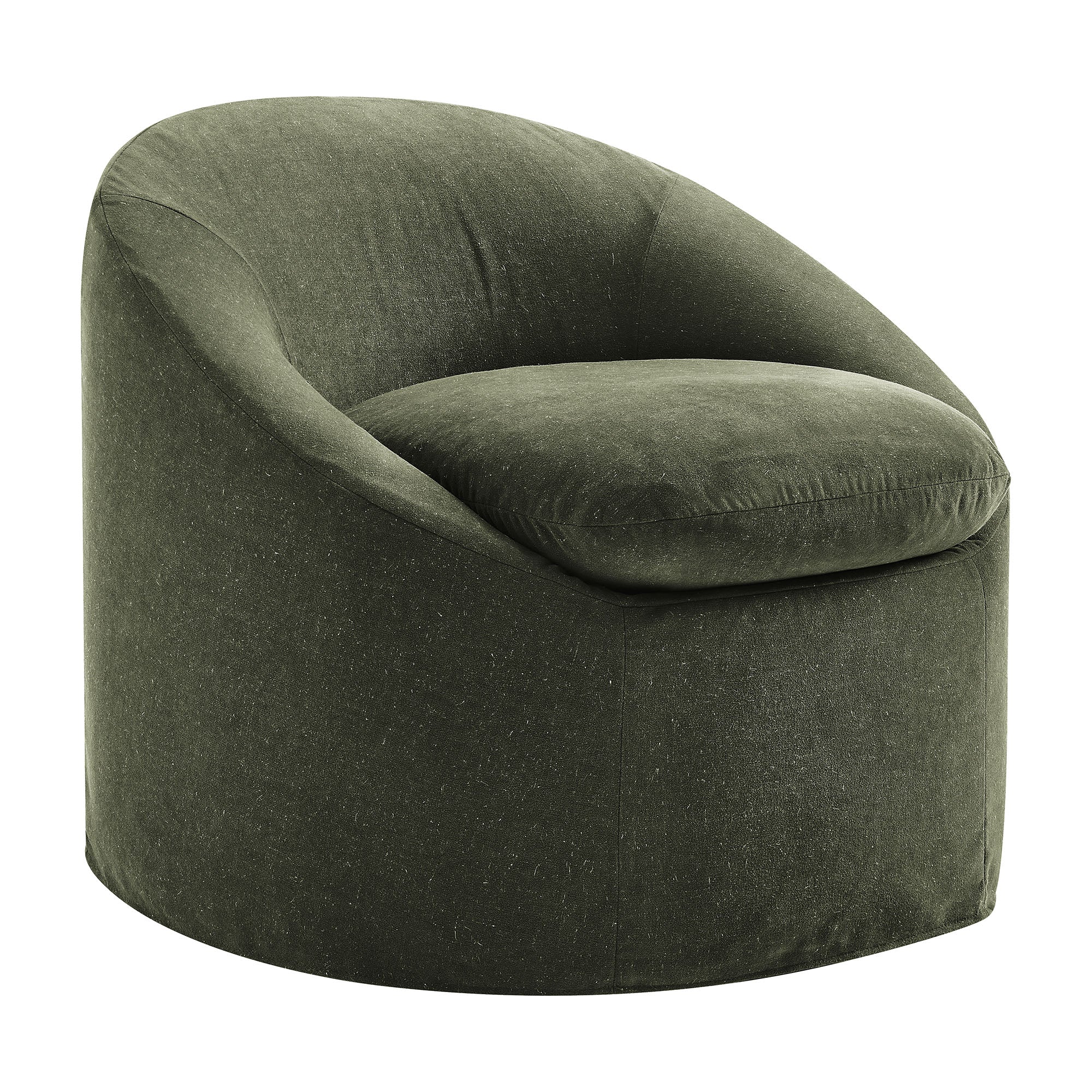 Sadie Slipcovered Linen-Blend Round Accent Chair - Sage